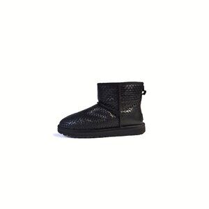 UGG Classic Mini Woven Black Leather Boots for Women size 9